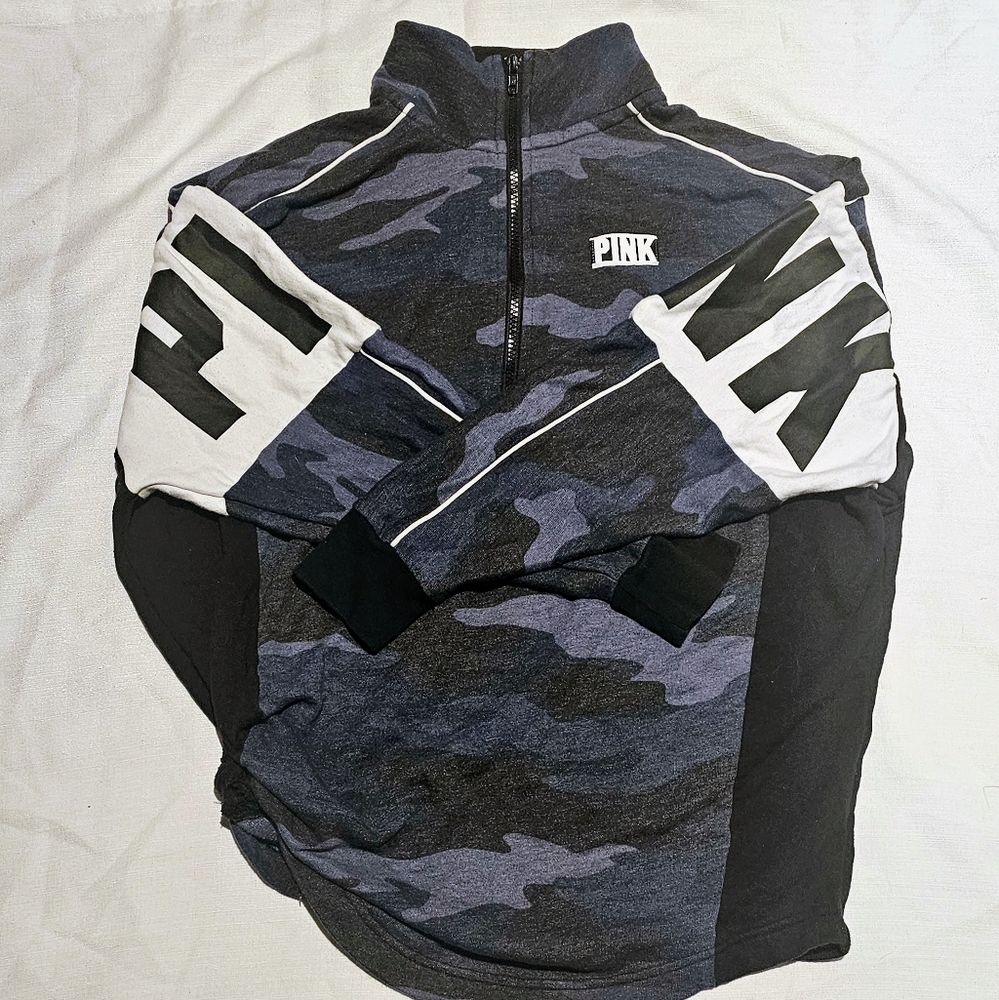 VS PINK Retired 3/4 Zip Camo Pullover size S